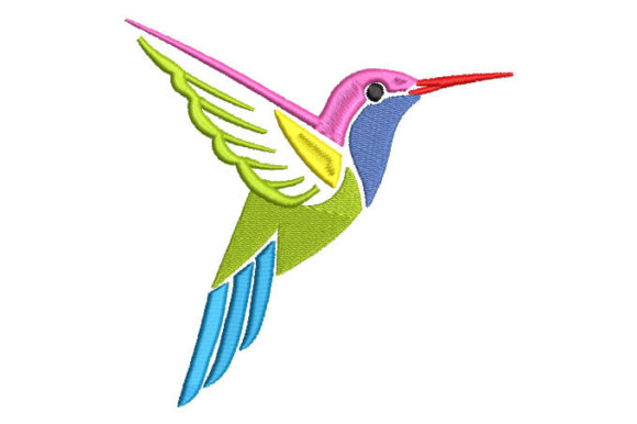 Colored Hummingbird Embroidery Design