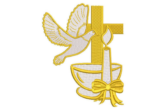 Embroidery Design Review: Cross Cup Candle and Dove