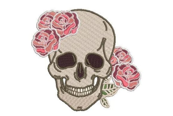 Skull with Roses: A Seasonal Embroidery Design
