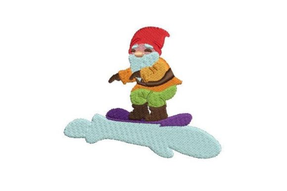 Snowboarding Gnome Embroidery Design