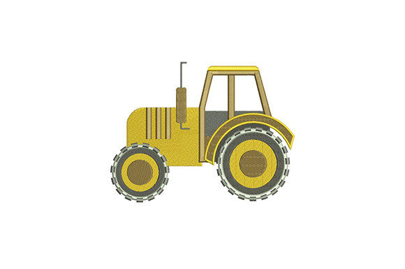 Yellow Tractor Embroidery Design